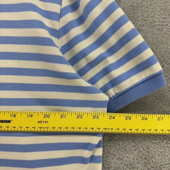 Polo Ralph Lauren Shirt Mens L Blue Striped Polo 1/4 Button Preppy Short Sleeve - Picture 9 of 11